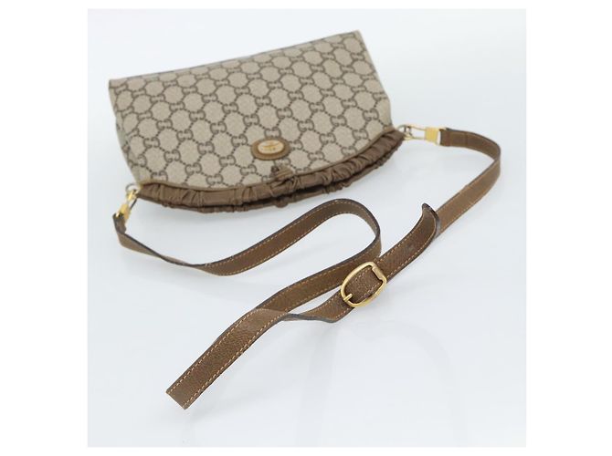 Borsa a Spalla GUCCI GG Plus Supreme PVC Beige Oro Auth gh2149 D'oro - vista 7