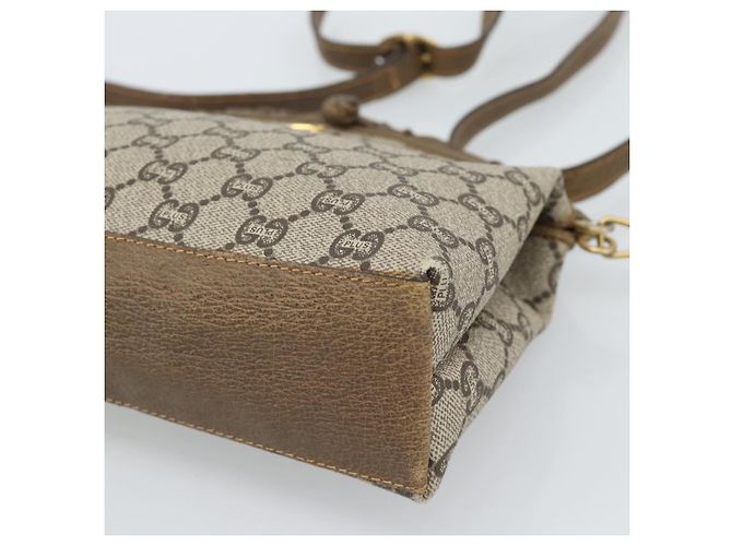 Borsa a Spalla GUCCI GG Plus Supreme PVC Beige Oro Auth gh2149 D'oro - vista 9