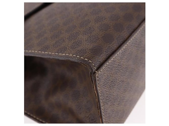 Céline Borsa CELINE Macadam Canvas PVC Pelle 2way Marrone Oro Auth 191900 D'oro - vista 16