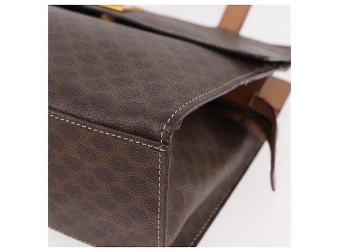 Céline Borsa CELINE Macadam Canvas PVC Pelle 2way Marrone Oro Auth 191900 D'oro - vista 17