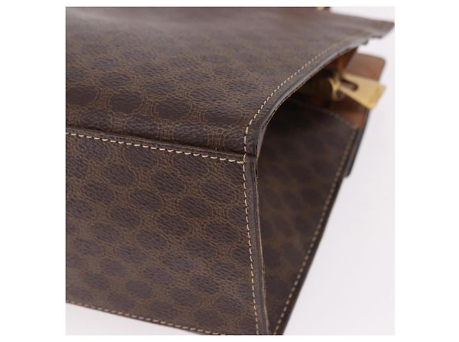 Céline Borsa CELINE Macadam Canvas PVC Pelle 2way Marrone Oro Auth 191900 D'oro - vista 19