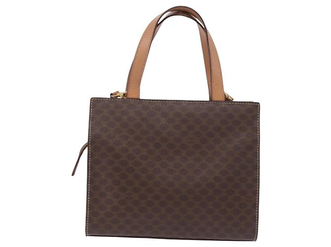 Céline Borsa CELINE Macadam Canvas PVC Pelle 2way Marrone Oro Auth 191900 D'oro - vista 2