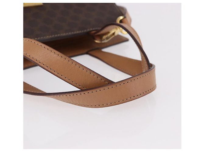 Céline Borsa CELINE Macadam Canvas PVC Pelle 2way Marrone Oro Auth 191900 D'oro - vista 7