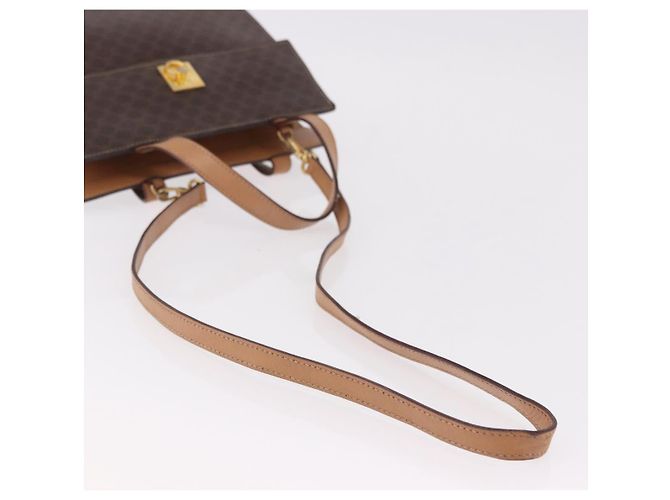 Céline Borsa CELINE Macadam Canvas PVC Pelle 2way Marrone Oro Auth 191900 D'oro - vista 8