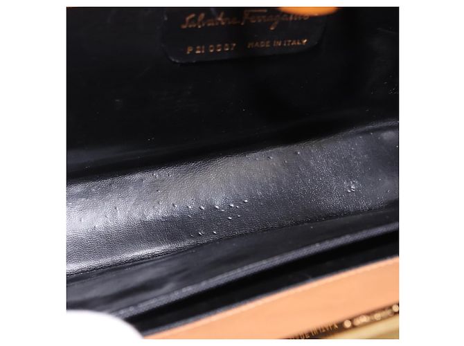 Borsa a tracolla Salvatore Ferragamo Gancini con catena in pelle marrone oro Auth 191749 - vista 10