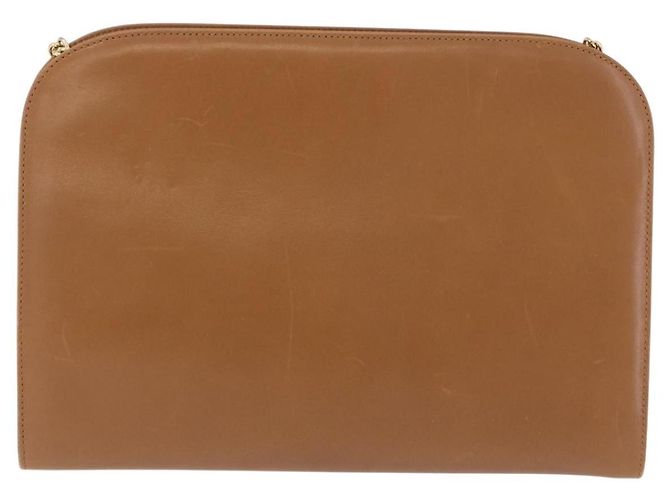 Borsa a tracolla Salvatore Ferragamo Gancini con catena in pelle marrone oro Auth 191749 - vista 2