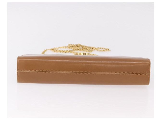Borsa a tracolla Salvatore Ferragamo Gancini con catena in pelle marrone oro Auth 191749 - vista 5
