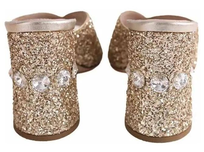 Mule Miu Miu dorate con paillettes D'oro - vista 2