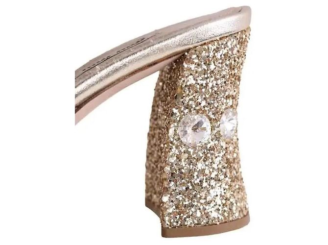 Mule Miu Miu dorate con paillettes D'oro - vista 5
