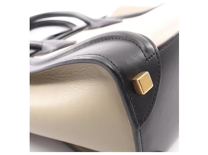 Céline Borsa Tote Celine Luggage Micro Shopper Nero Rosa Beige - vista 9