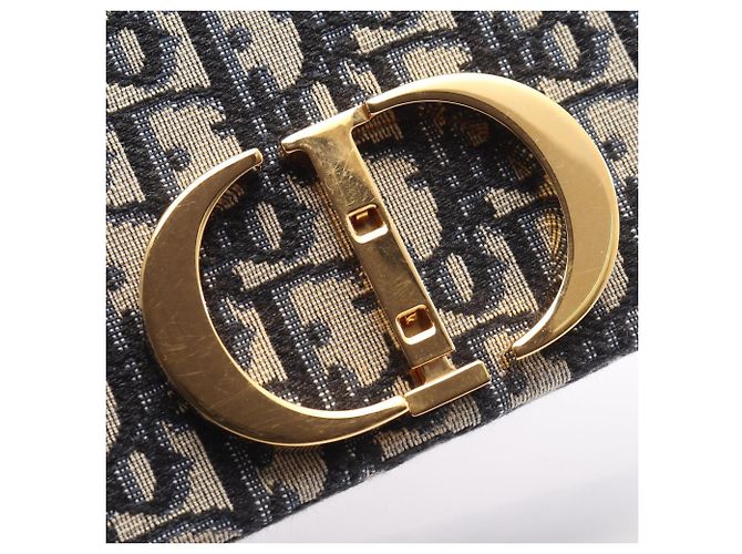 Borsa pochette Christian Dior Dior 30 Montaigne Beige Blu navy - vista 5