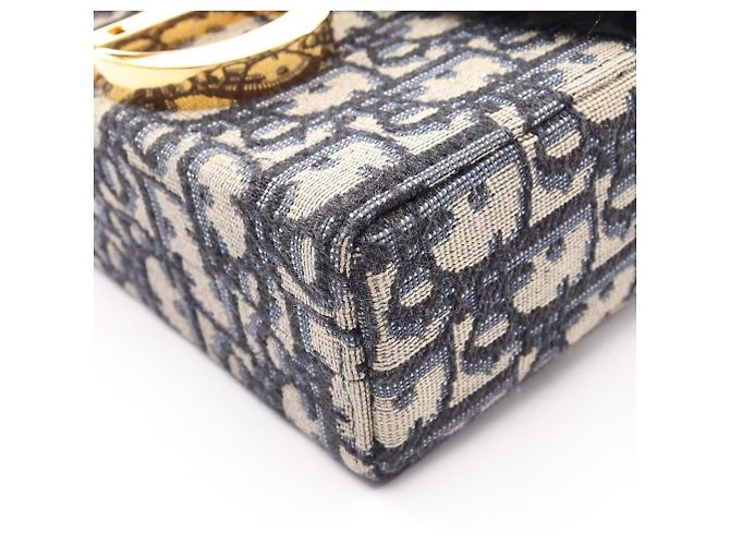 Borsa pochette Christian Dior Dior 30 Montaigne Beige Blu navy - vista 7