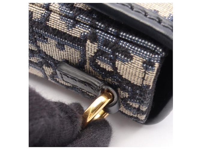 Borsa pochette Christian Dior Dior 30 Montaigne Beige Blu navy - vista 8