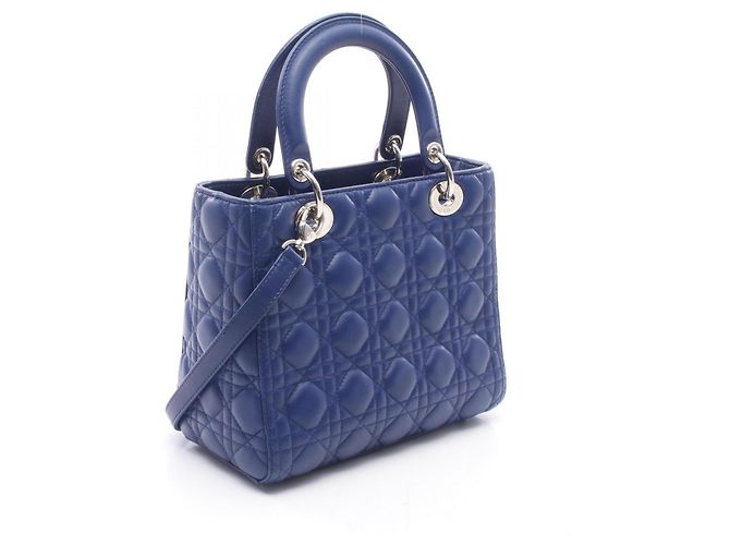Christian Dior Dior LADY DIOR Cannage Borsa a 2 modi Blu - vista 2