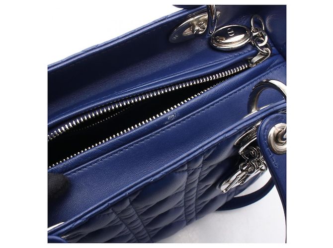 Christian Dior Dior LADY DIOR Cannage Borsa a 2 modi Blu - vista 5