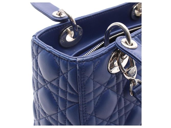 Christian Dior Dior LADY DIOR Cannage Borsa a 2 modi Blu - vista 6