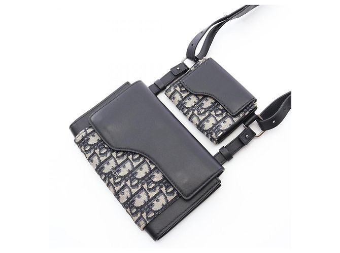Borsa a tracolla Christian Dior Dior ELITE Oblique Nero Beige Blu navy - vista 9