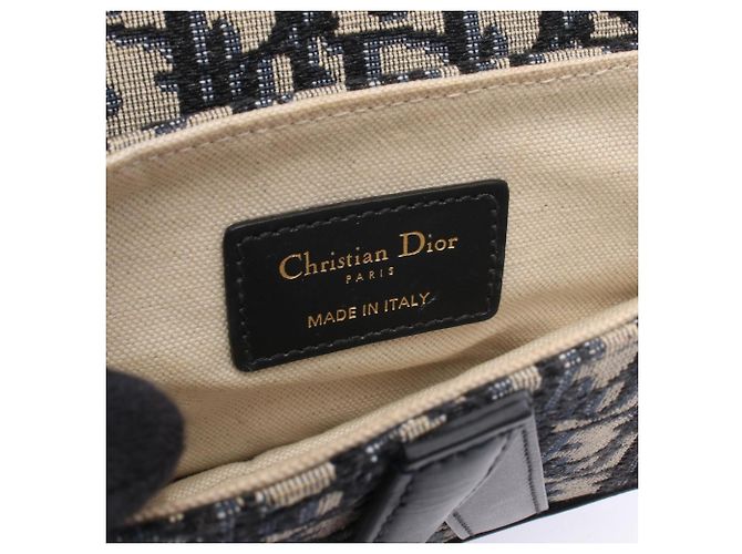 Borsa Saddle Christian Dior in blu navy e beige - vista 4