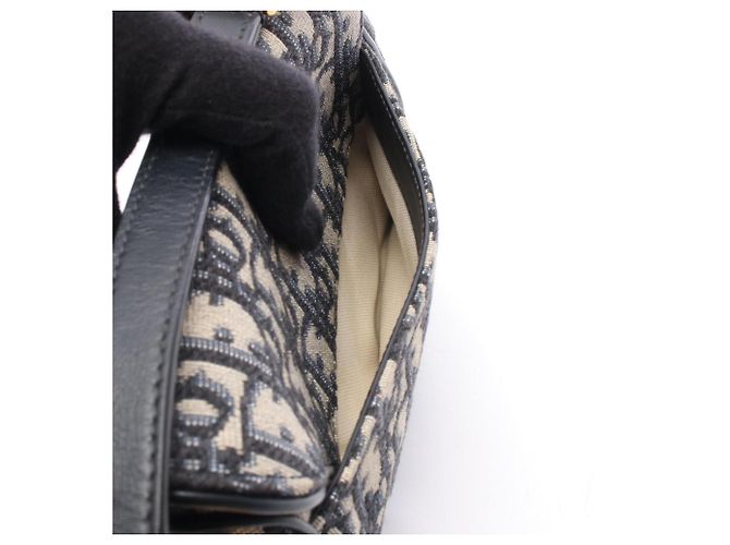 Borsa Saddle Christian Dior in blu navy e beige - vista 6