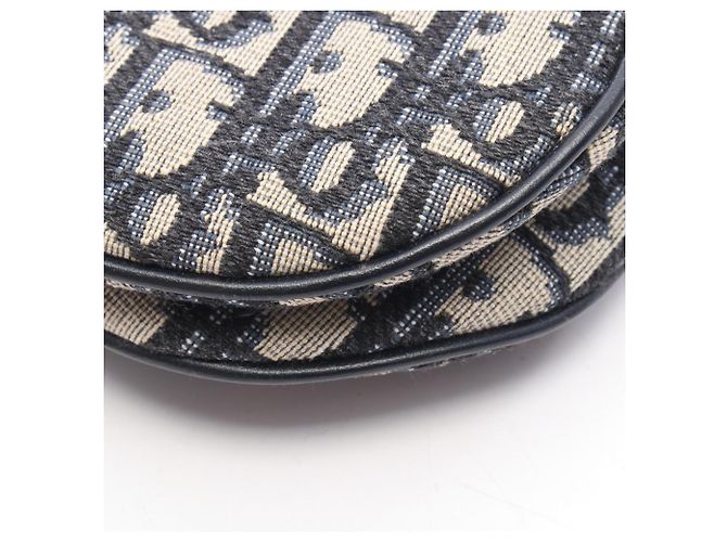 Borsa Saddle Christian Dior in blu navy e beige - vista 7