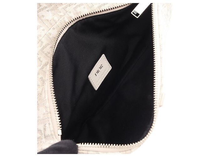 Borsa Saddle Christian Dior in tela bianca Bianco - vista 3