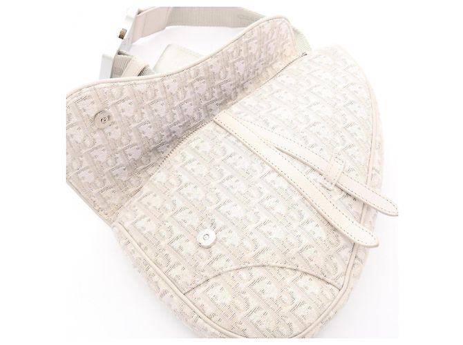 Borsa Saddle Christian Dior in tela bianca Bianco - vista 5