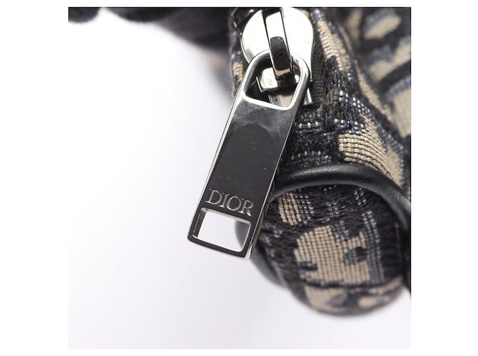 Christian Dior Dior Oblique Saddle Bag Mini Nero Crudo Blu navy - vista 10