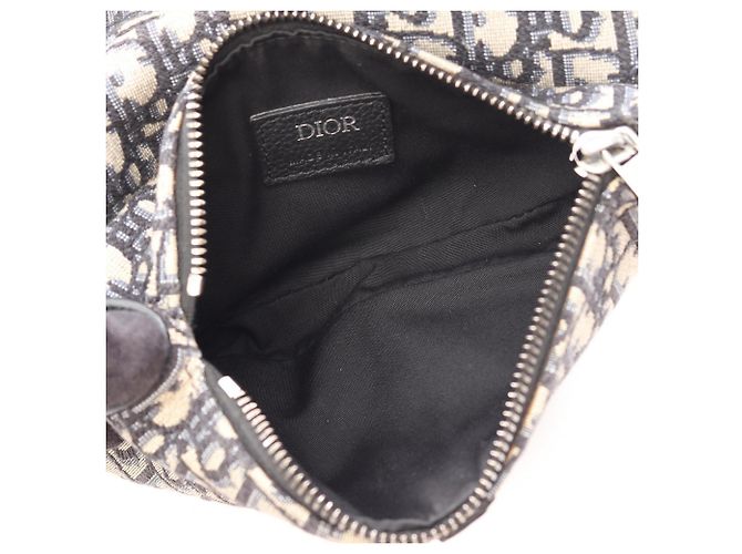 Christian Dior Dior Oblique Saddle Bag Mini Nero Crudo Blu navy - vista 3