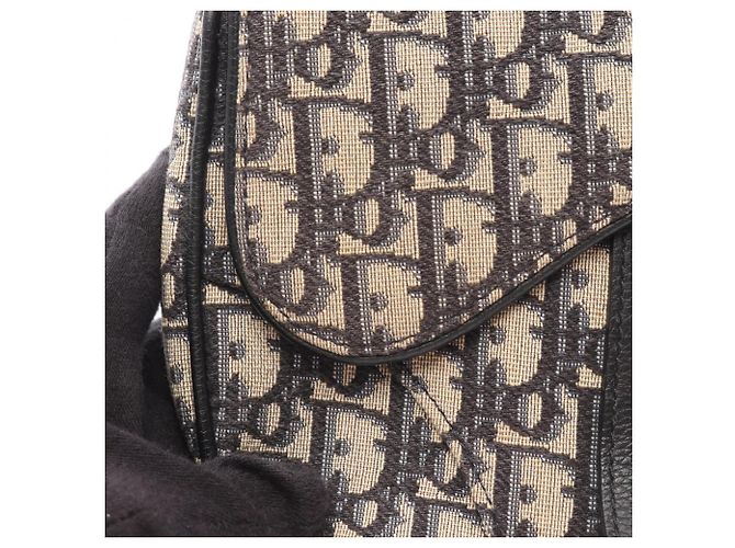 Christian Dior Dior Oblique Saddle Bag Mini Nero Crudo Blu navy - vista 5