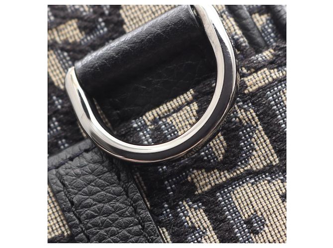 Christian Dior Dior Oblique Saddle Bag Mini Nero Crudo Blu navy - vista 8