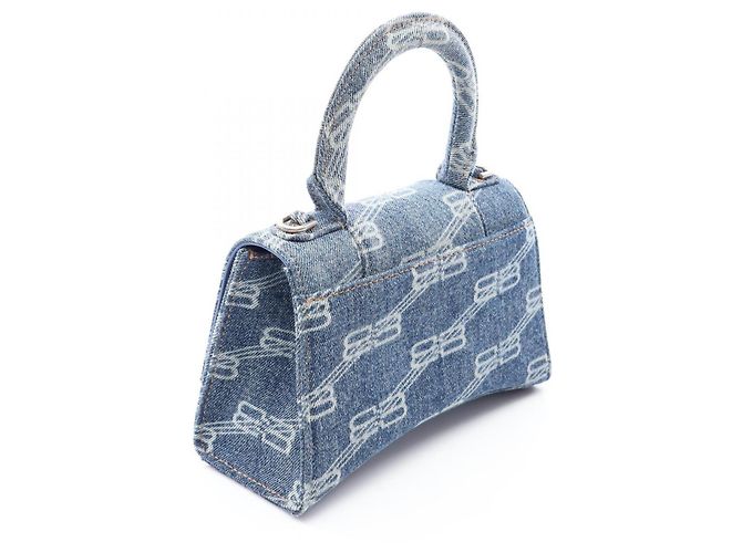 Borsa 2-Way Balenciaga HOURGLASS XS BB Monogram Blu - vista 2