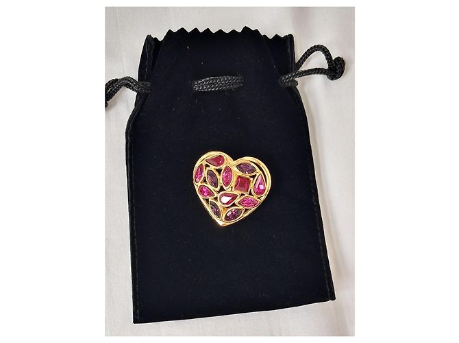 Spilla Cuore Cristalli Vintage Yves Saint Laurent - vista 2
