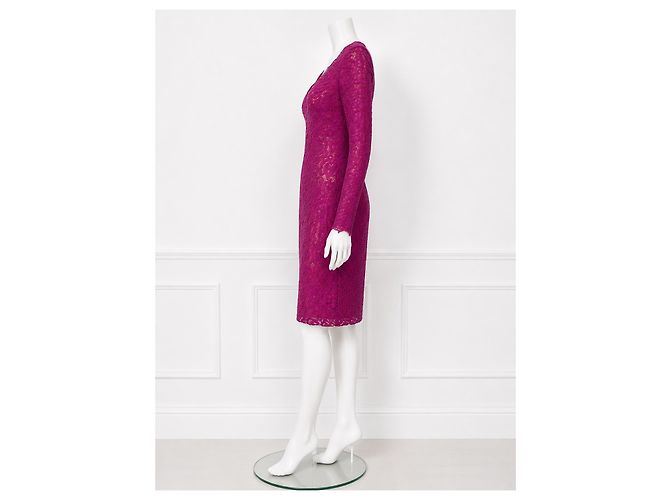 Vera Wang Vestido de Encaje Morado Púrpura - vista 3