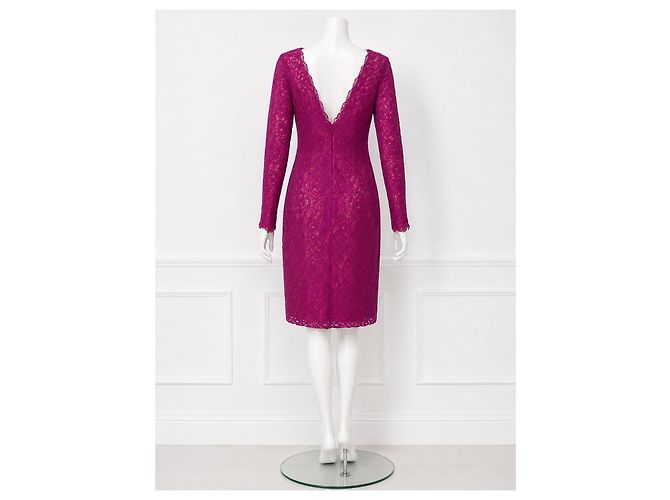 Vera Wang Vestido de Encaje Morado Púrpura - vista 4