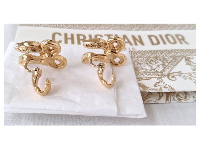 Mai indossati - Orecchini con fiocco DIOR - con clip Bianco D'oro Gold hardware - vista 10