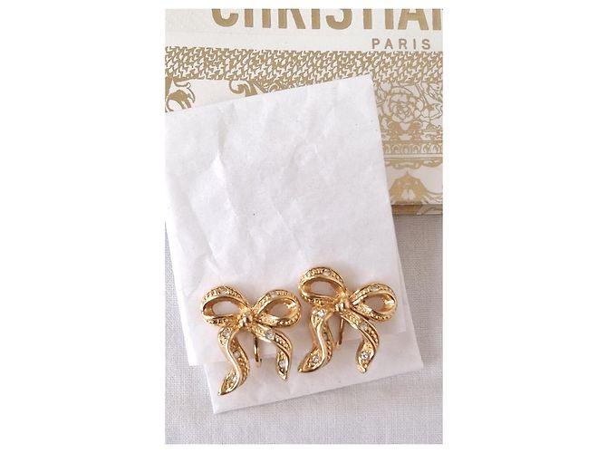 Mai indossati - Orecchini con fiocco DIOR - con clip Bianco D'oro Gold hardware - vista 11