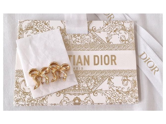 Mai indossati - Orecchini con fiocco DIOR - con clip Bianco D'oro Gold hardware - vista 12
