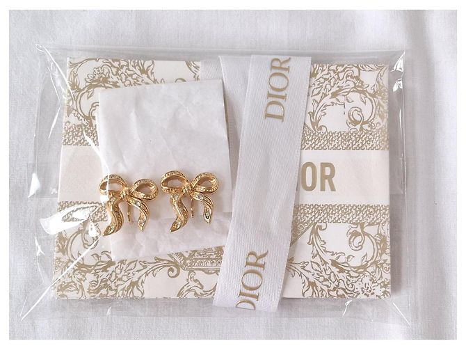 Mai indossati - Orecchini con fiocco DIOR - con clip Bianco D'oro Gold hardware - vista 13