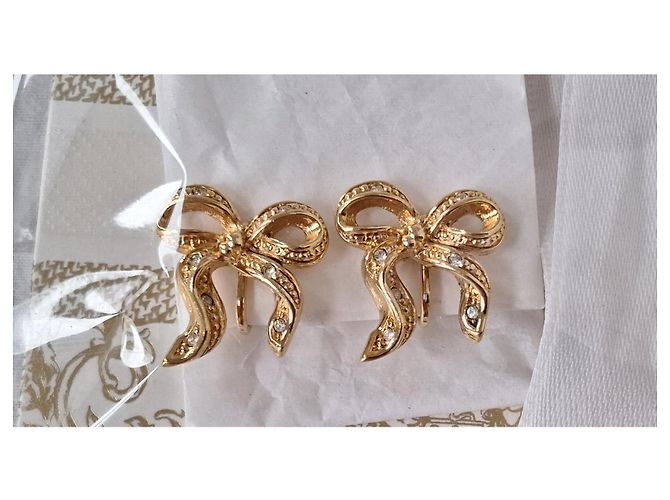Mai indossati - Orecchini con fiocco DIOR - con clip Bianco D'oro Gold hardware - vista 14