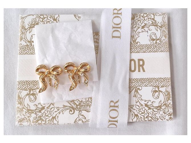 Mai indossati - Orecchini con fiocco DIOR - con clip Bianco D'oro Gold hardware - vista 2