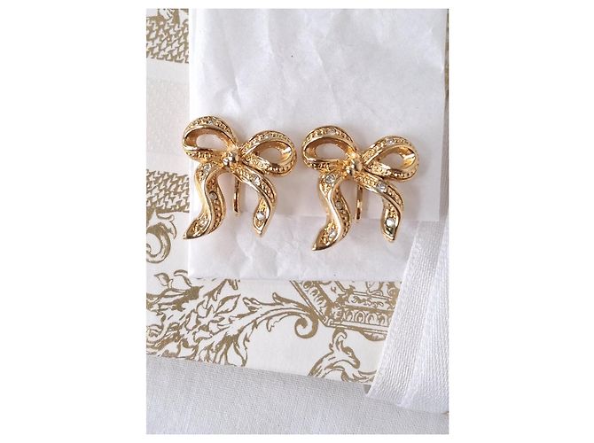 Mai indossati - Orecchini con fiocco DIOR - con clip Bianco D'oro Gold hardware - vista 3