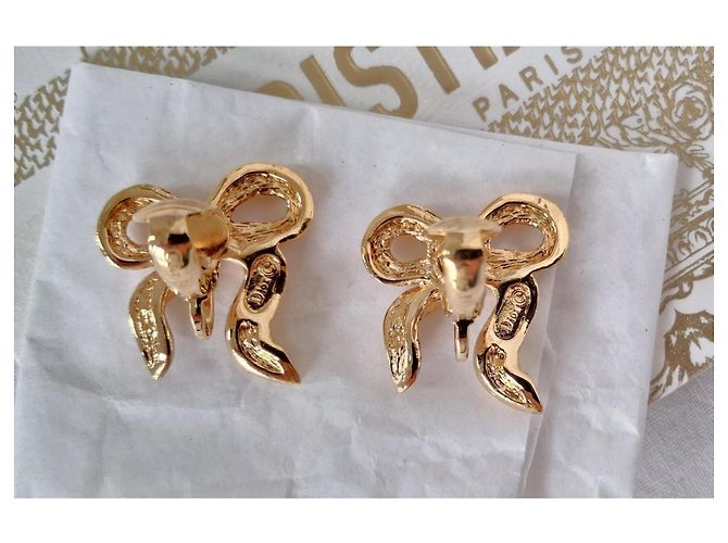 Mai indossati - Orecchini con fiocco DIOR - con clip Bianco D'oro Gold hardware - vista 5
