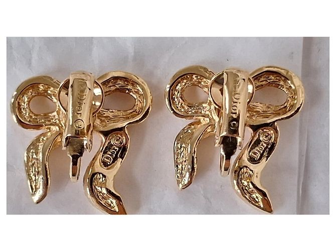 Mai indossati - Orecchini con fiocco DIOR - con clip Bianco D'oro Gold hardware - vista 6