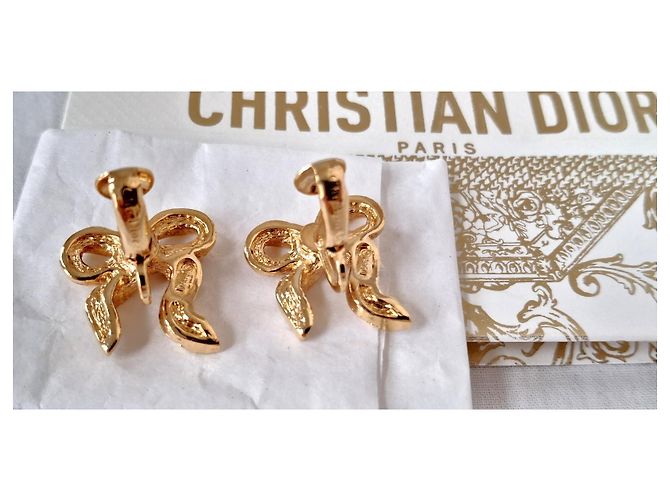 Mai indossati - Orecchini con fiocco DIOR - con clip Bianco D'oro Gold hardware - vista 7