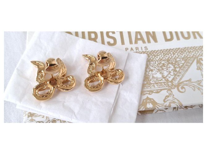 Mai indossati - Orecchini con fiocco DIOR - con clip Bianco D'oro Gold hardware - vista 9