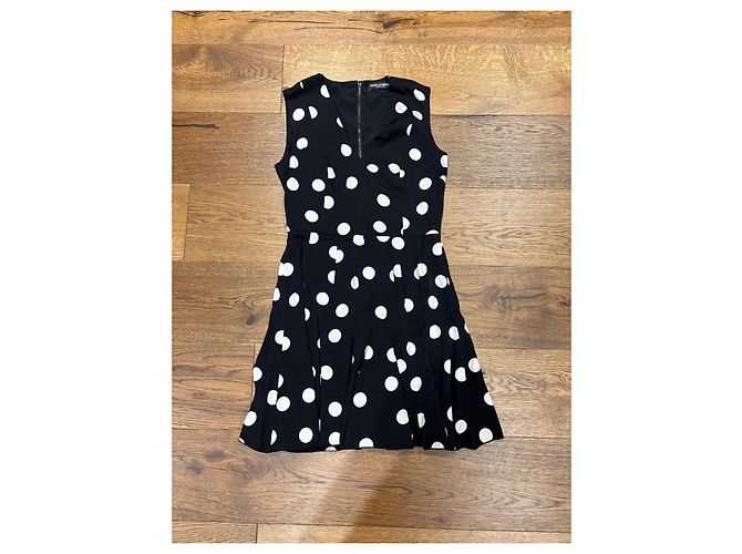 Dolce & Gabbana Vestido de Seda com Bolinhas Preto Branco - vista 7