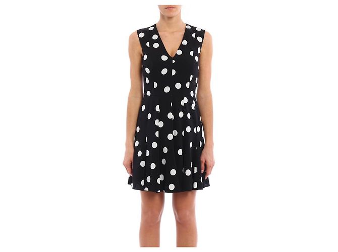 Dolce & Gabbana Vestido de Seda com Bolinhas Preto Branco - vista 8
