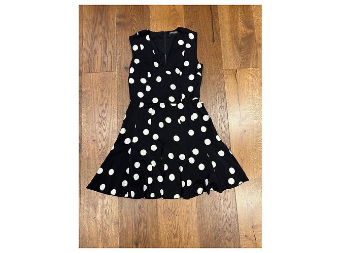Dolce & Gabbana Vestido de Seda com Bolinhas Preto Branco - vista 9