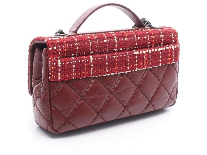 Borsa Chanel Airline Matelassé Top Handle Rosso Multicolore Bordò - vista 2
