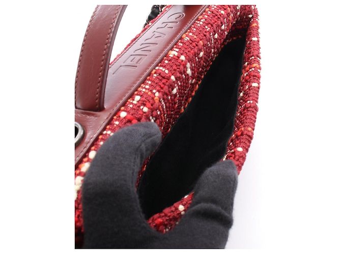 Borsa Chanel Airline Matelassé Top Handle Rosso Multicolore Bordò - vista 5